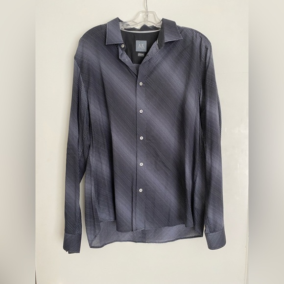 Armani Exchange Grey Striped Shirt - Picture 1 of 6